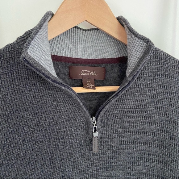 Tasso Elba Other - Tasso Elba 1/4 zip Charcoal Textured Waffle Weave Sweater Medium